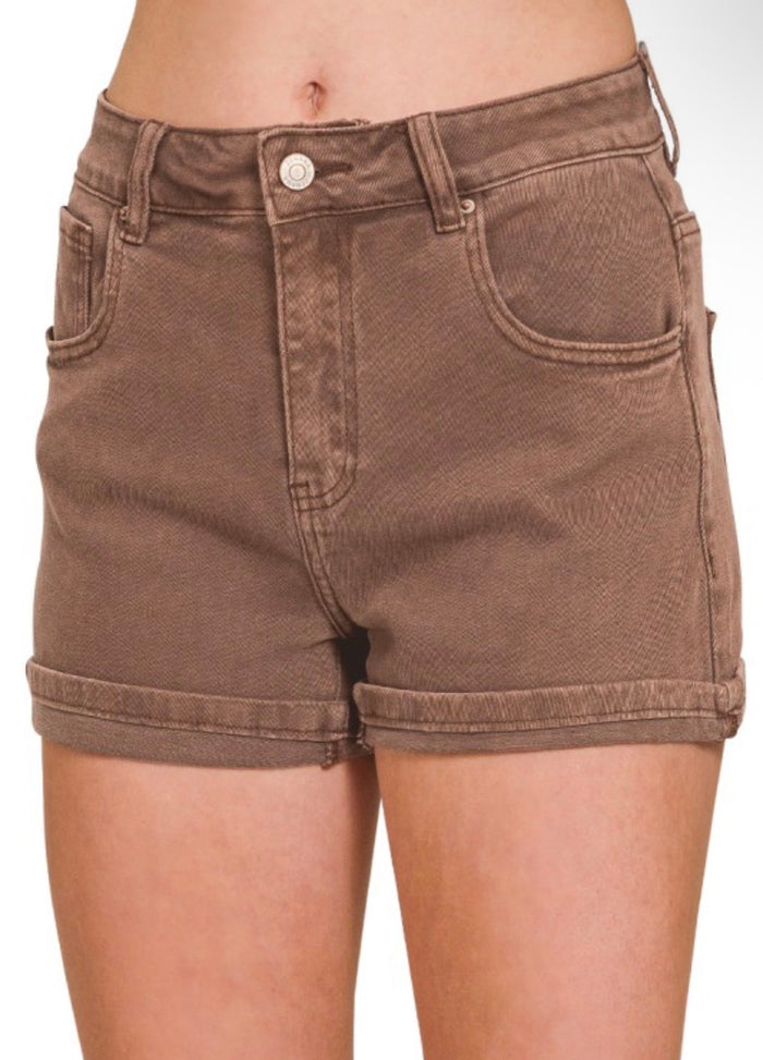 Cuffed Denim Shorts