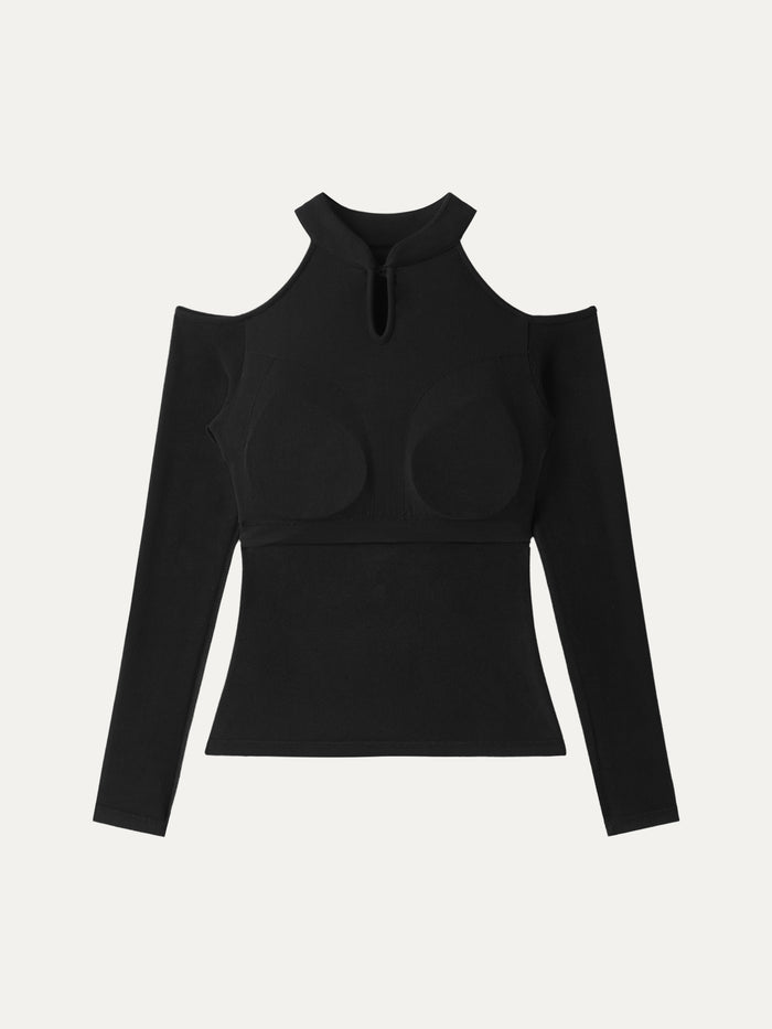 OGLmove Cutout Shoulder Mandarin Collar Going-out Bra Top Limited Edition