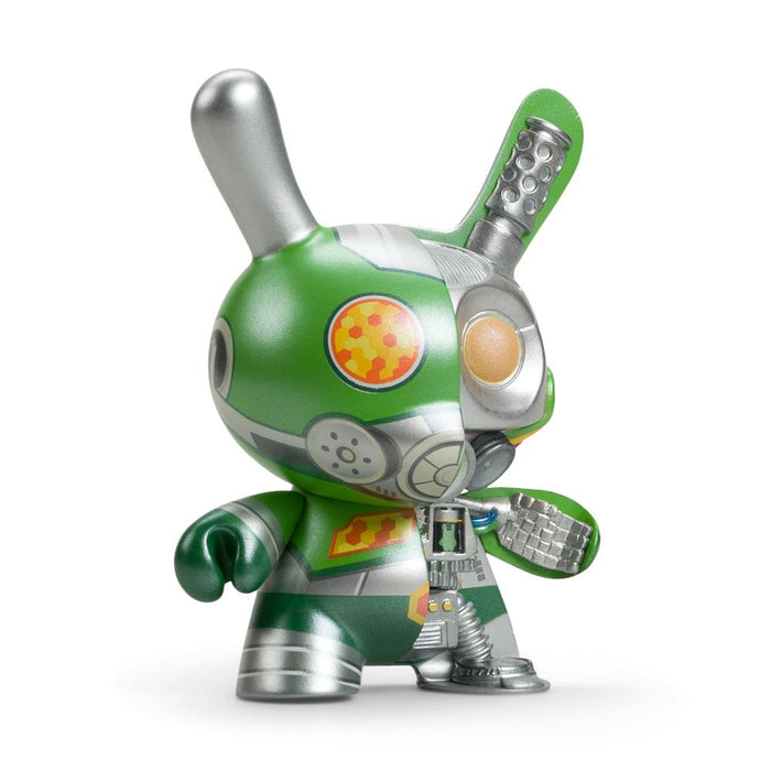 Dairobo-B Mecha Half Ray 5-inch Dunny vinyl figure by Dolly Oblong in green, Kidrobot exclusive collectible toy.