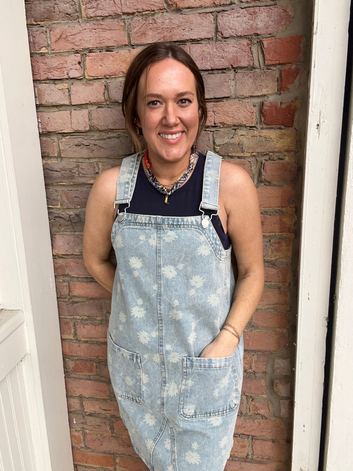 Dandelion washed overall mini dress
