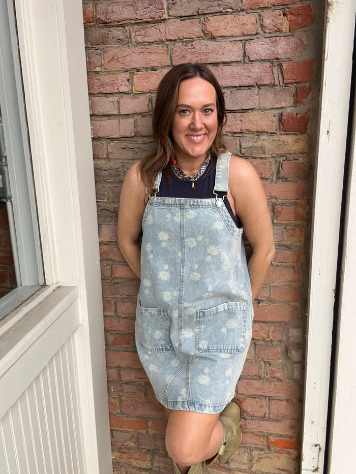 Dandelion washed overall mini dress