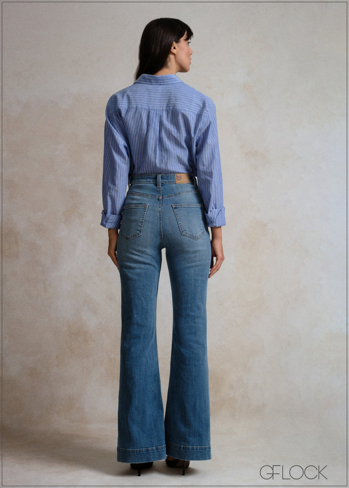 Dark Blue Bootcut Jean Short Length - women’s jeans alternate view - GFLOCK Sri Lanka