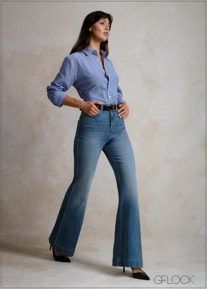 Dark Blue Bootcut Jean Short Length - women’s jeans at GFLOCK Sri Lanka