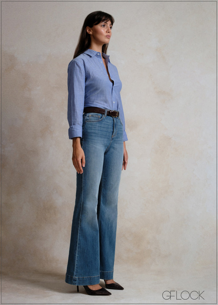 Dark Blue Bootcut Jean Short Length - women’s jeans alternate view - GFLOCK Sri Lanka