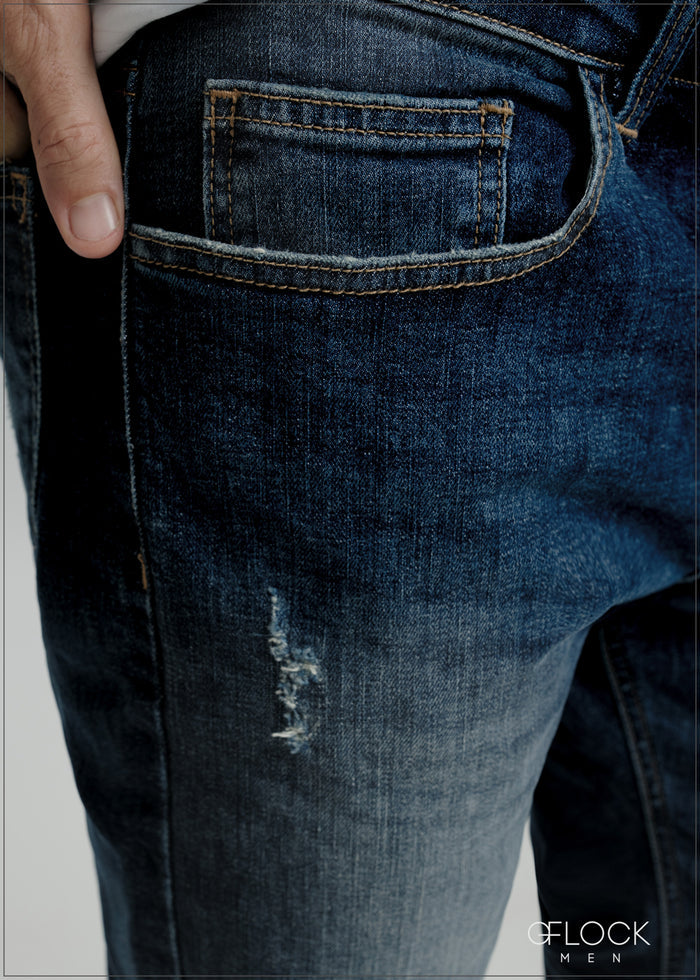 Dark Wash Slim Fit Ripped Jean - Long Length - 121125