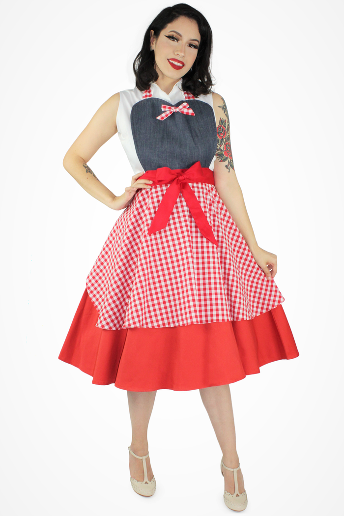 Denim Gingham Apron