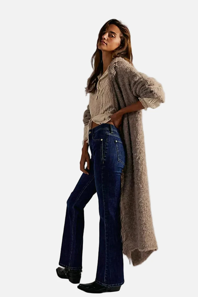 Double Knot High Rise Straight Jean in Aegean