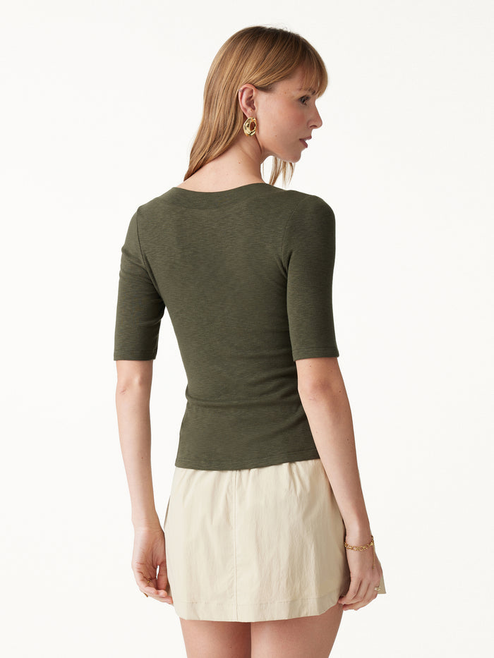 OGLmove Eco-Mousse® Slub U-Neck Elbow Sleeve Bra Top
