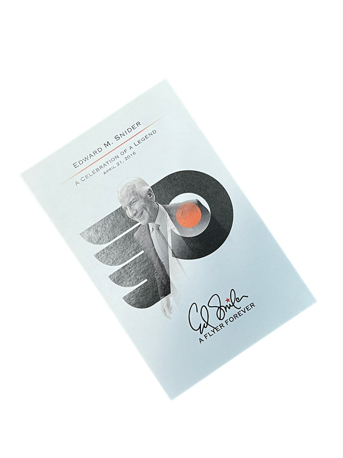 ED SNIDER PHILADELPHIA FLYERS 2016 MEMORIAL CELEBRATION EVENT PROGRAM CARD