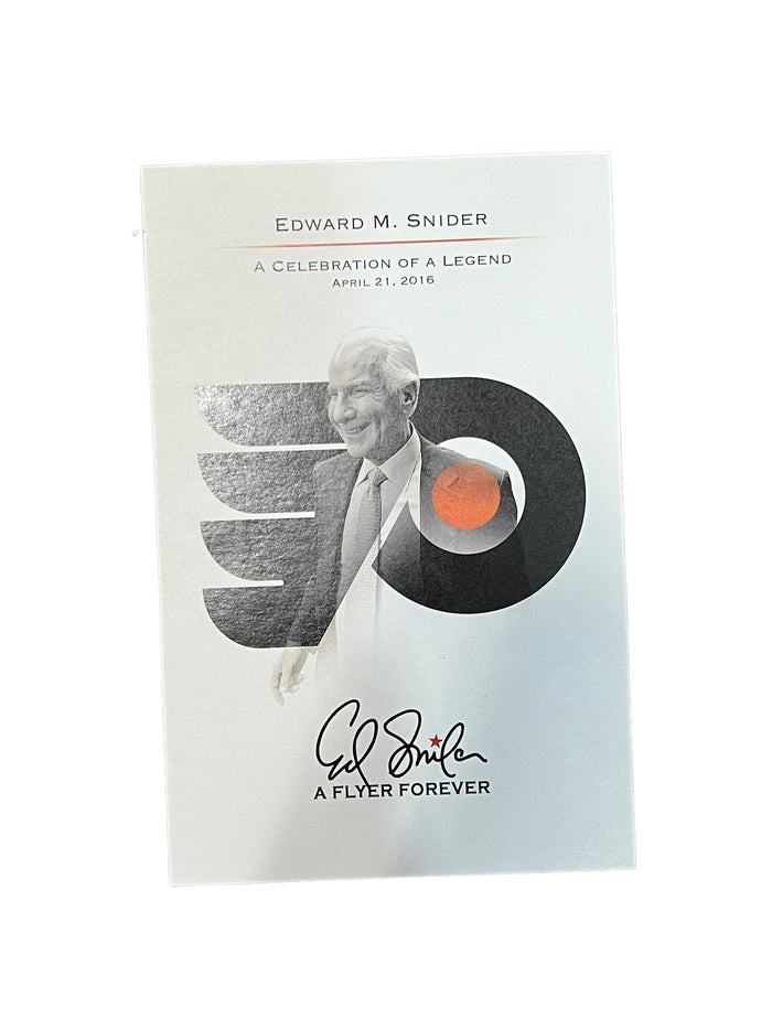ED SNIDER PHILADELPHIA FLYERS 2016 MEMORIAL CELEBRATION EVENT PROGRAM CARD