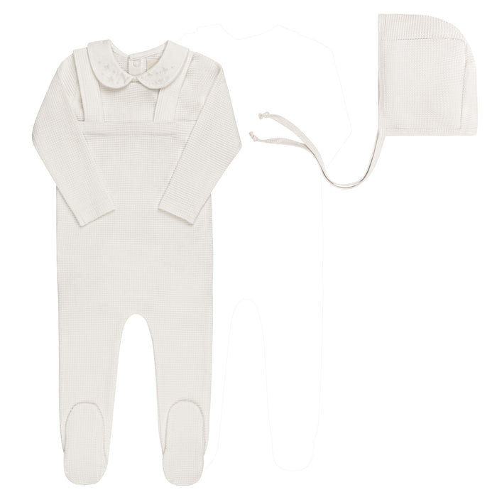 Embroidered Collar Collection -  Bodysuit + Overalls + Bonnet