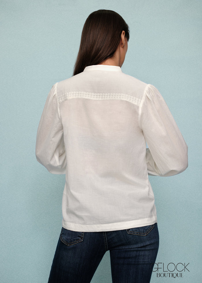 Embroidered V-Neck Shirt - 250426