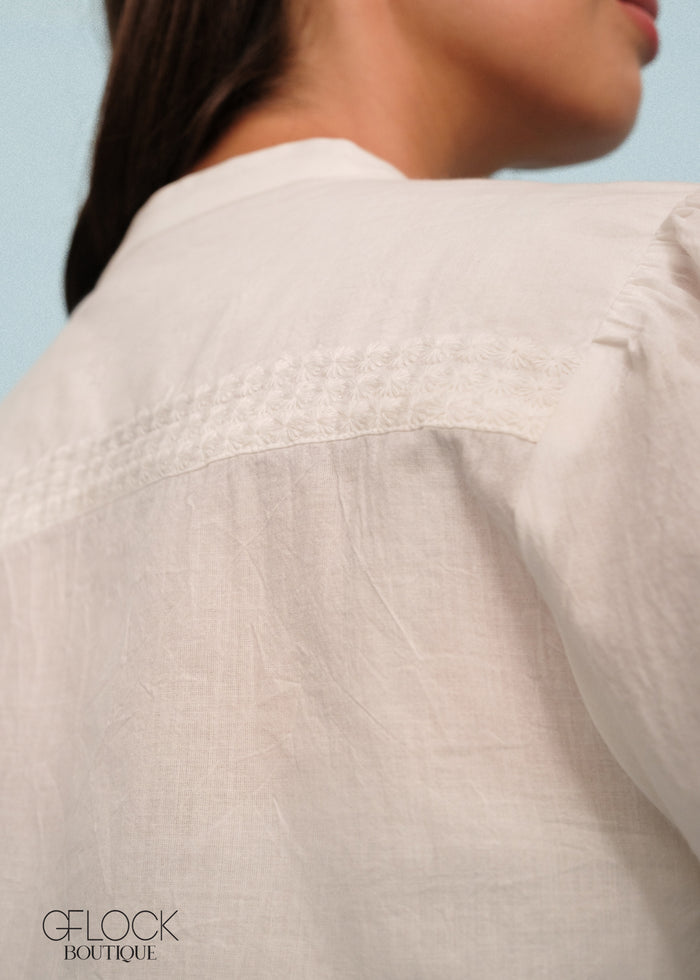 Embroidered V-Neck Shirt - 250426