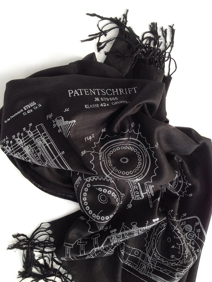 Enigma Machine Scarf, black pashmina