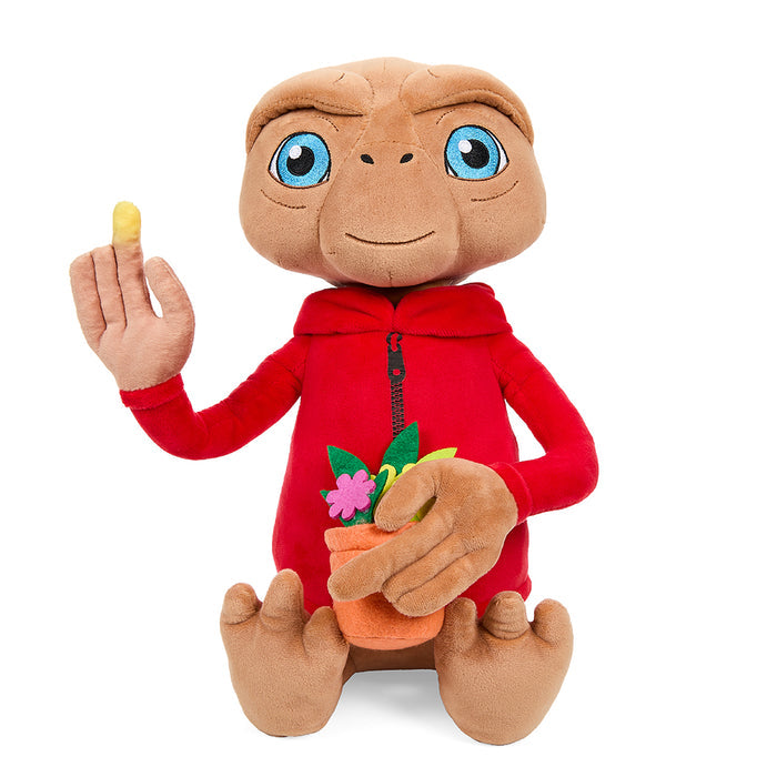 E.T. the Extra-Terrestrial 13-inch interactive plush with light-up finger, soft plush toy featuring E.T. character and hooded design.