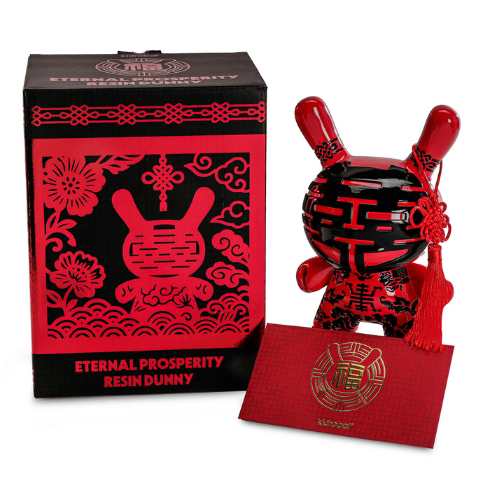 Limited edition Kidrobot Eternal Prosperity 8-inch Dunny resin art figure with intricate design and vibrant colors.