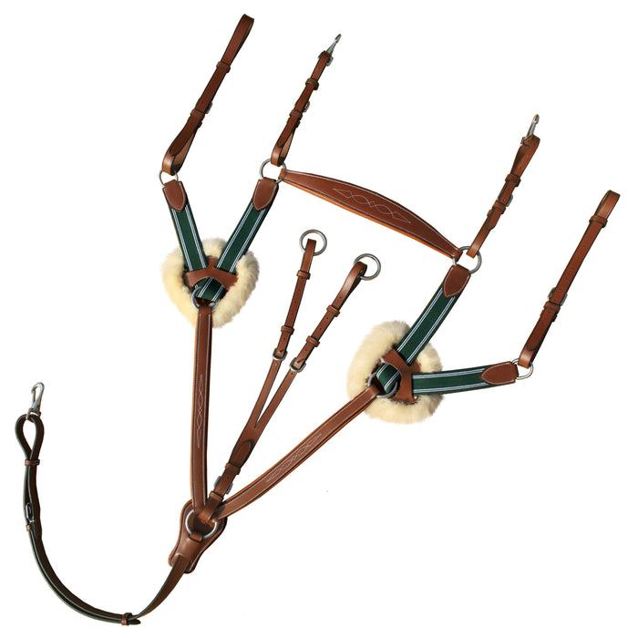 ExionPro 5 Point Breastplate - Green Elastic with White Lines