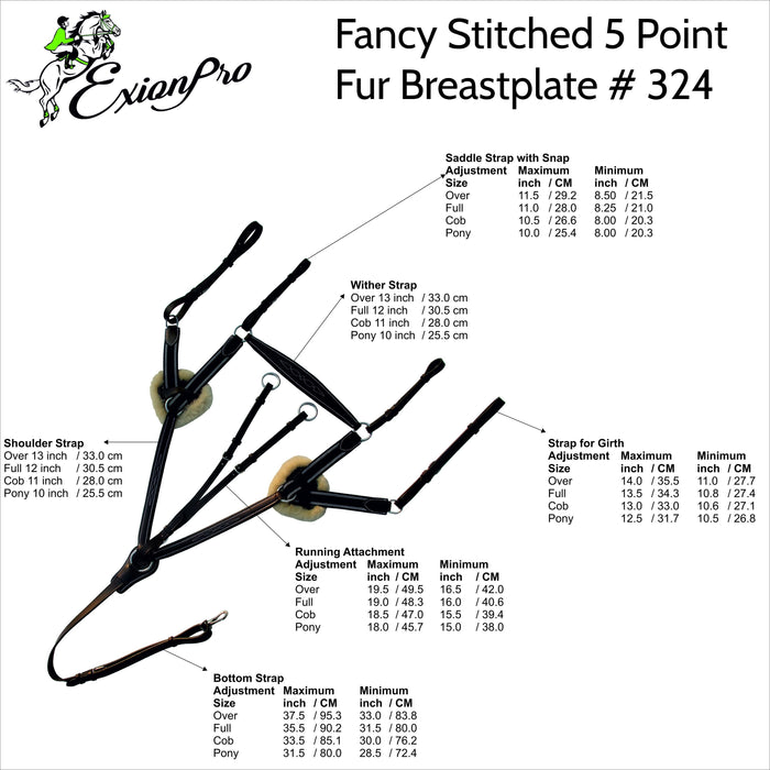ExionPro 5 Point Breastplate - Green Elastic with White Lines