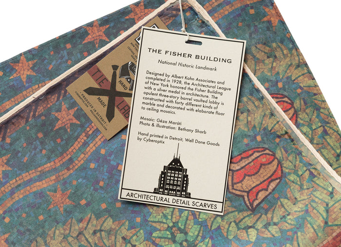 Fisher Building Mosaic Print Neck Scarf; Detroit Architectural Detail. Cyberoptix