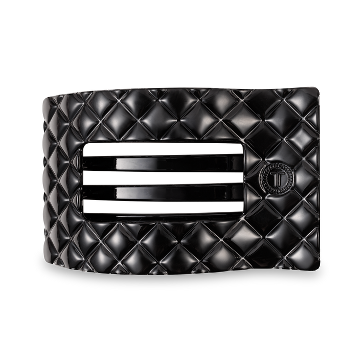 Flat Rectangle Hair Clip | Large | Jet Black Quilted