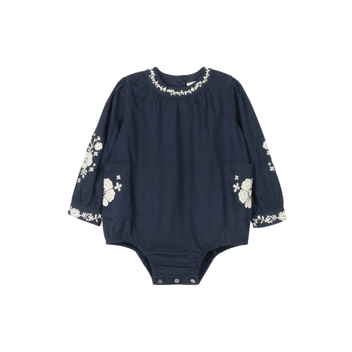 Floral Embroidered Cotton Romper