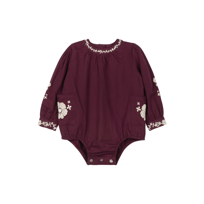 Floral Embroidered Cotton Romper