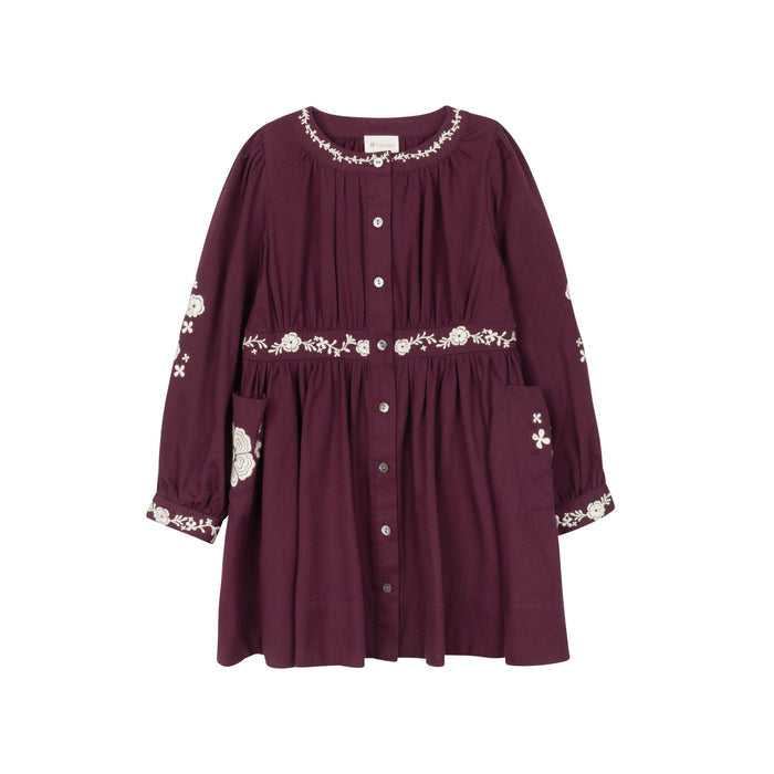 Floral Embroidered Waisted Cotton Dress