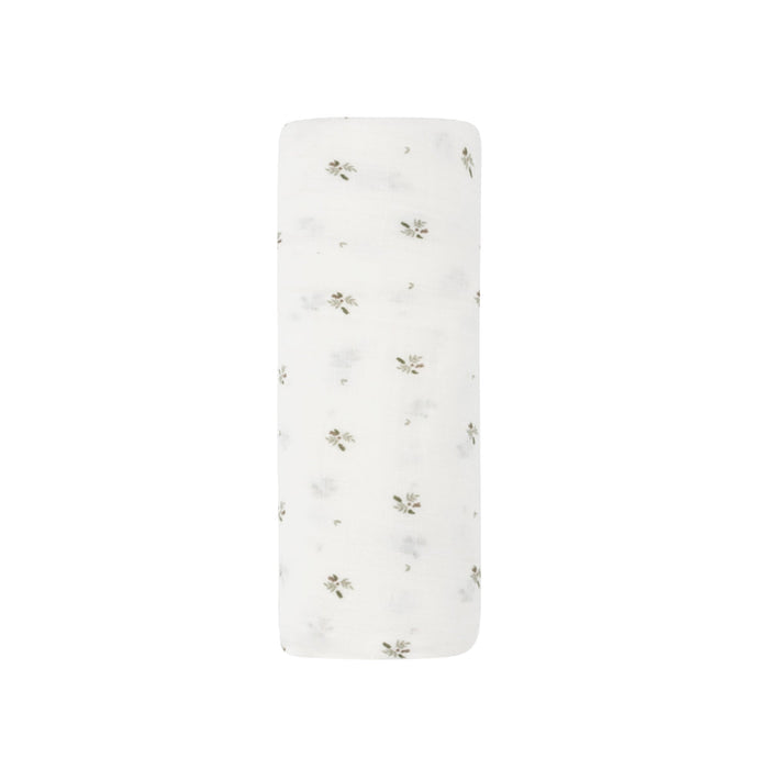 Breathable ivory Floral Muslin Cotton swaddle blanket