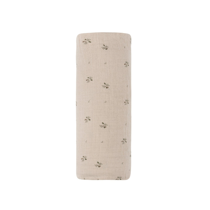 Breathable tan Floral Muslin Cotton swaddle blanket