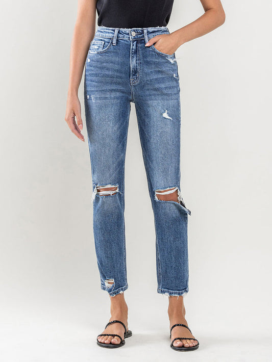 Flying Monkey Distressed Stretch Mom Jeans