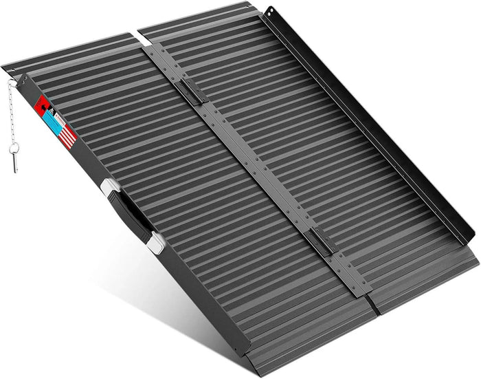Folding Wheelchair Ramp Aluminum Portable - 600 Lbs Non-Slip Mobility Ramp