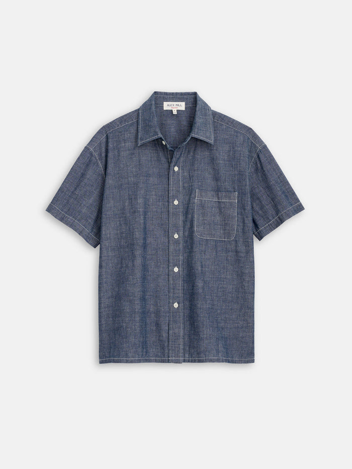 Franklin Short Sleeve Shirt in Chambray - Medium Wash