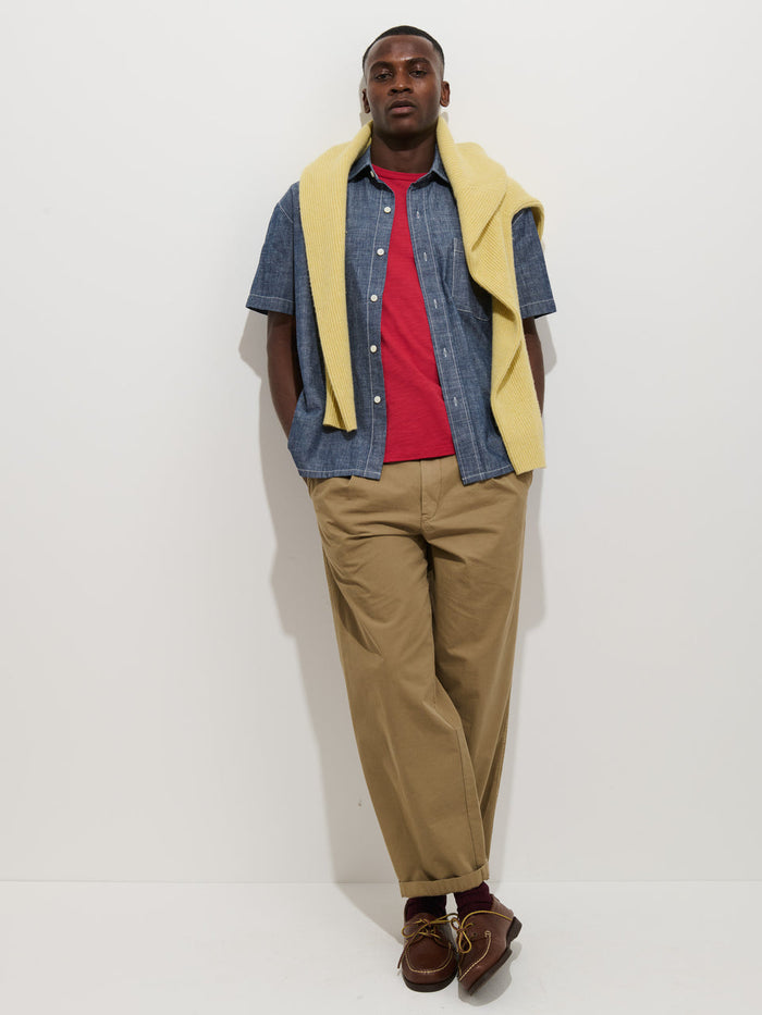 Franklin Short Sleeve Shirt in Chambray - Medium Wash