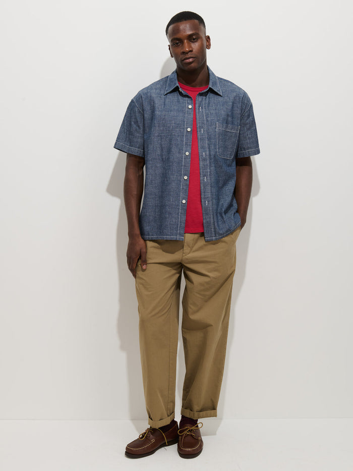 Franklin Short Sleeve Shirt in Chambray - Medium Wash