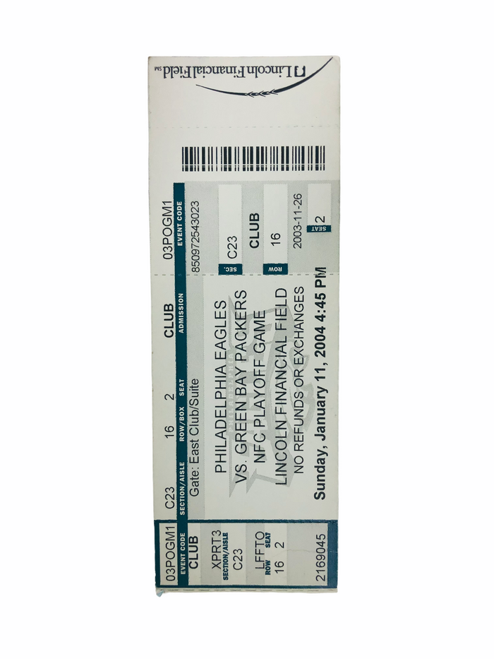 FREDDIE MITCHELL 4TH & 26 PHILADELPHIA EAGLES PACKERS 2004 GAME TICKET