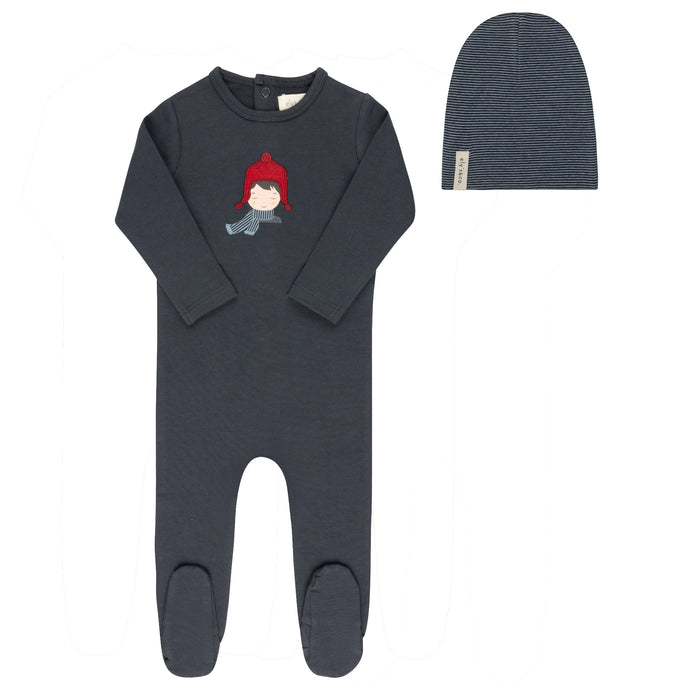 French Terry Autumn Kids Collection - Footie + Beanie