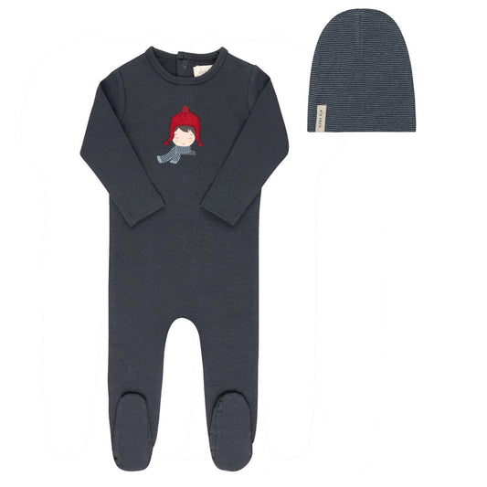French Terry Autumn Kids Collection - Footie + Beanie