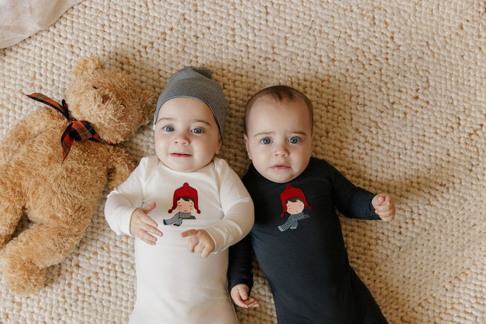 French Terry Autumn Kids Collection - Footie + Beanie