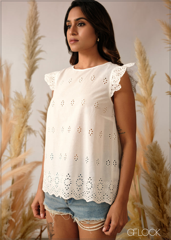 Frill Detail Cutlawn Top - 240626