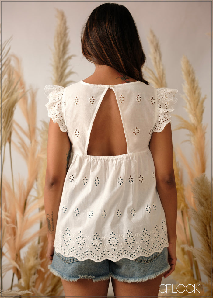 Frill Detail Cutlawn Top - 240626