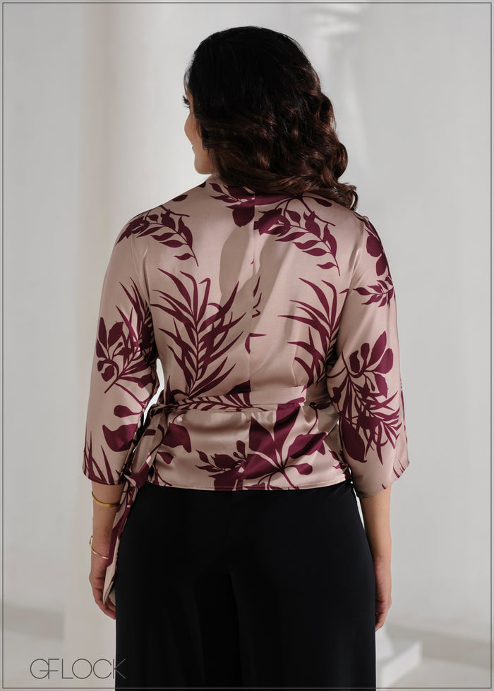 Front Knot Detailed Wrap Top - 090625