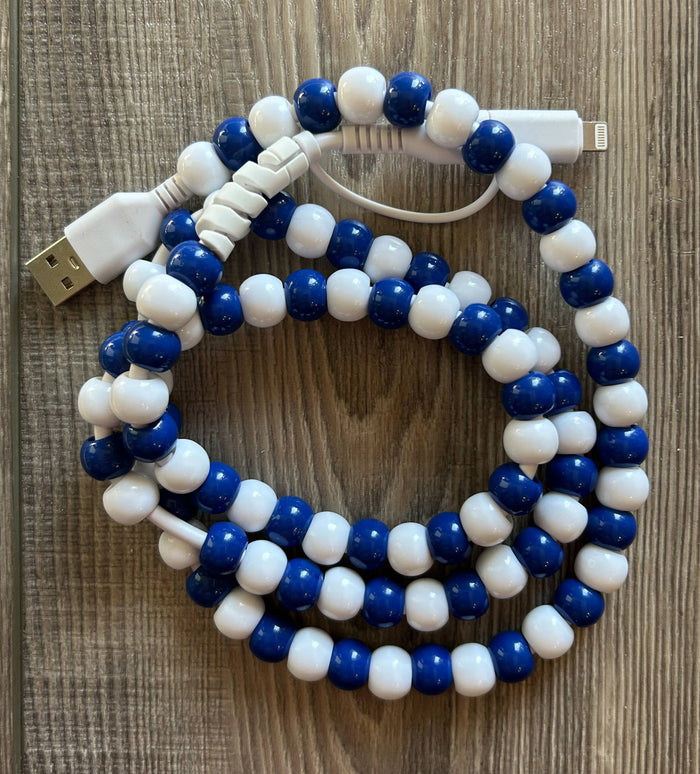 Game Day Phone Cord with Lightening and USB-C: Red/White/Blue