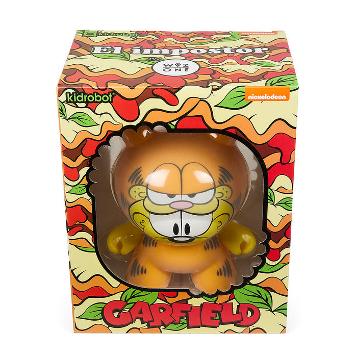 Garfield Odie "El Impostor" 8-inch Dunny art figure by WuzOne, featuring colorful, cartoon-style design, exclusive Kidrobot collectible.