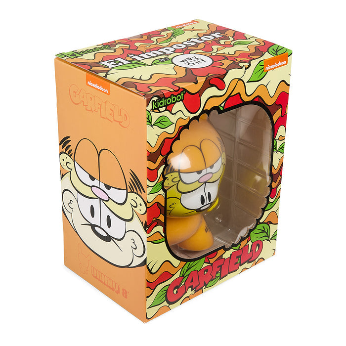 Garfield Odie "El Impostor" 8-inch Dunny art figure by WuzOne, featuring cartoon-style design, exclusive Kidrobot collectible.