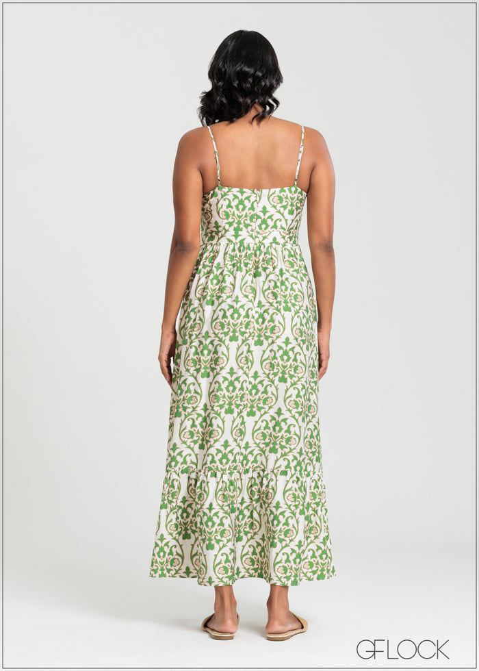 Gather Detailed Printed Dress - 140725