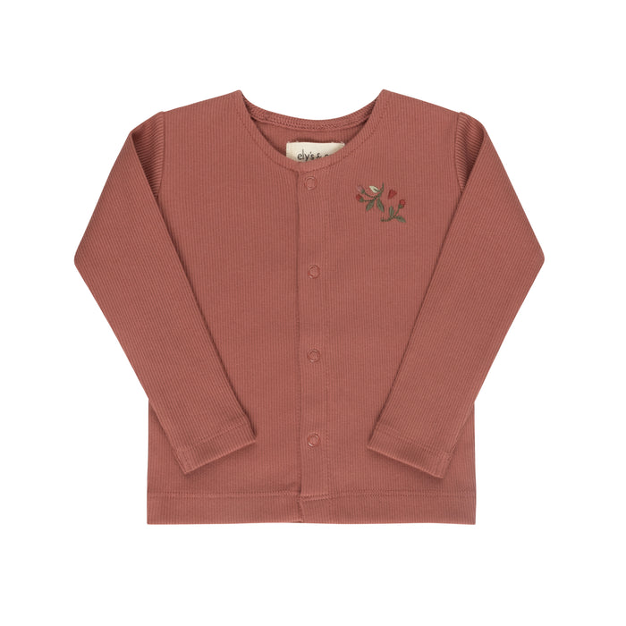 Girls Cardigan – Dark Pink – Embroidered