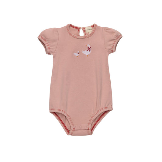 Girls Romper – Pink – Cross Stitch Duckling