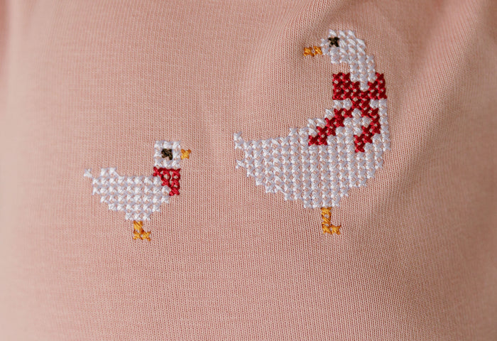 Girls Romper – Pink – Cross Stitch Duckling