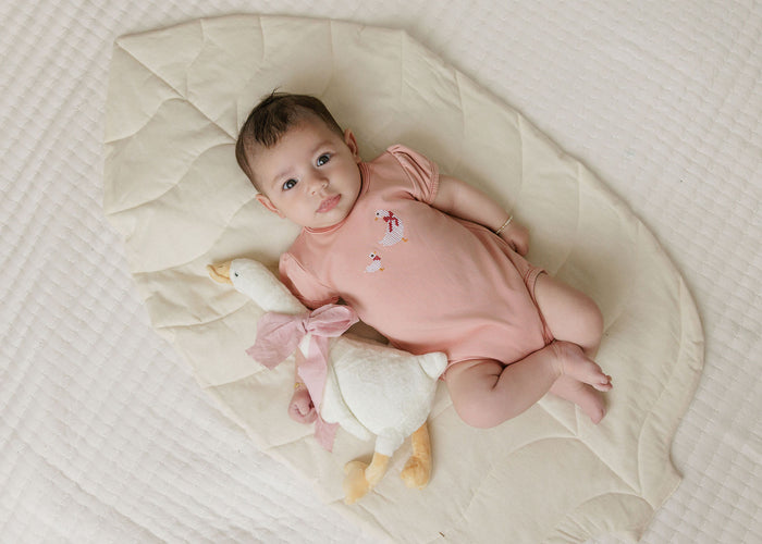 Girls Romper – Pink – Cross Stitch Duckling