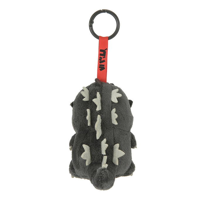 Godzilla plush charm, 4-inch soft stuffed toy featuring a detailed Godzilla design, perfect for collectors and fans.